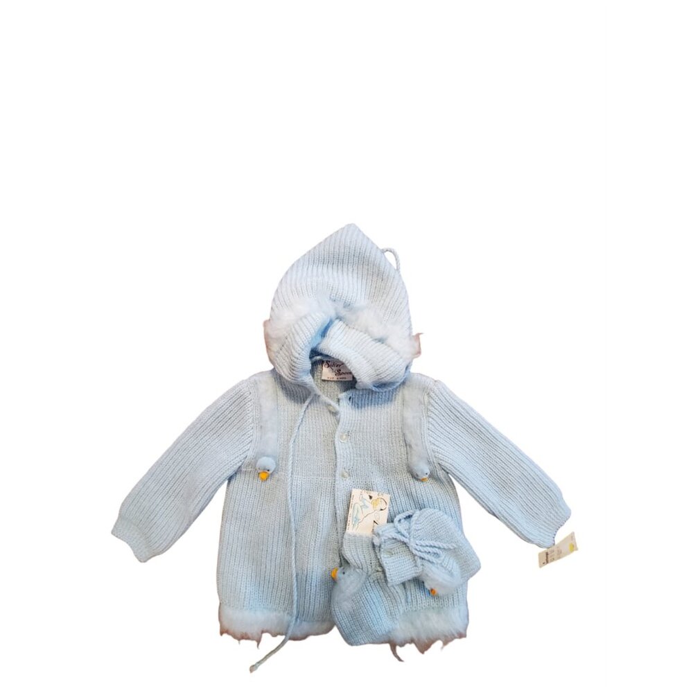 Silver Spoon vintage new old stock baby sweater + Booties 6 months blue …